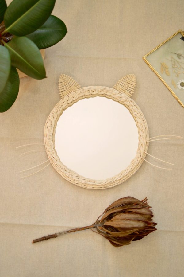 Detské pletené zrkadlo – Mačička